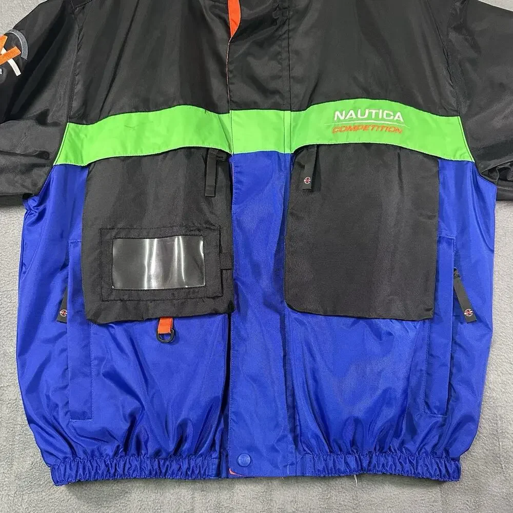 VTG 90s Nautica Competition Coat Jacket Scuba Windbreaker Y2K Color Block Size L